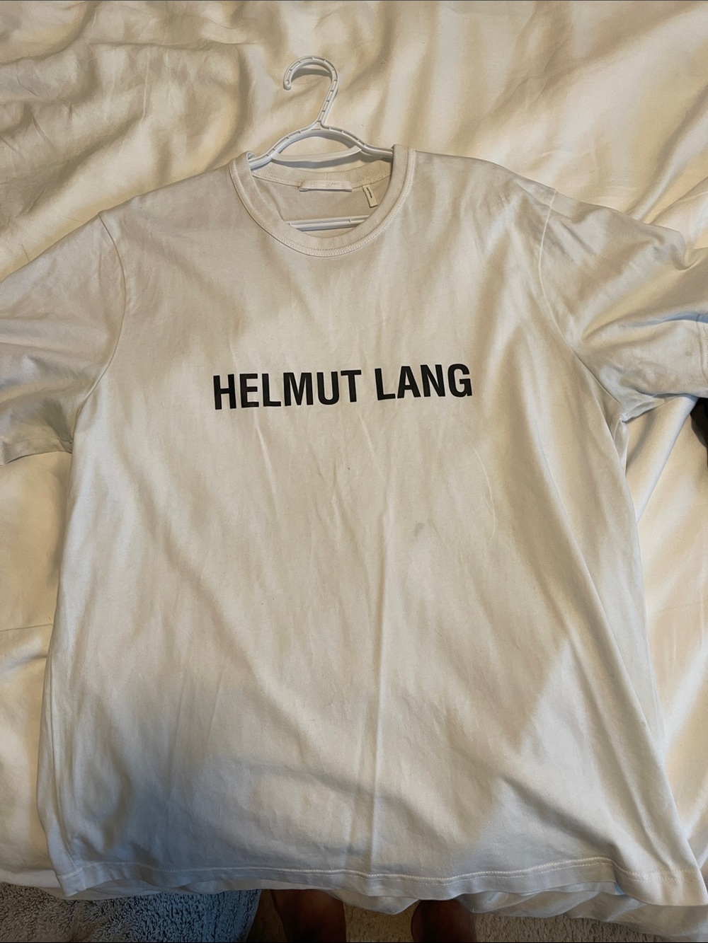 Helmut Lang White Short Sleeve Logo Tee
